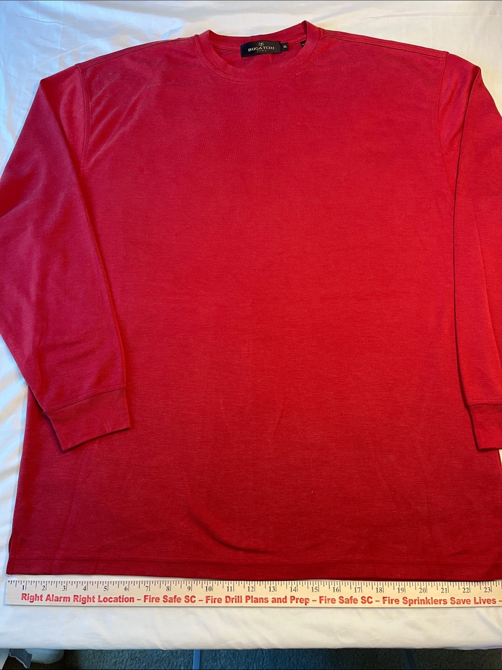 Bugatchi Uomo Mens XL Red‎ Long Sleeve Crew Neck Knit Shirt Luxury Casual